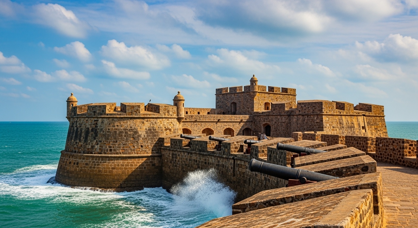 Historic Diu Fort overlooking the Arabian Sea