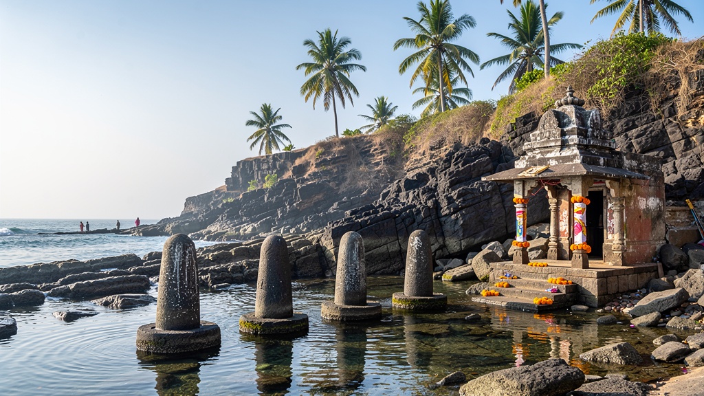 Calm low-tide view of the shrine